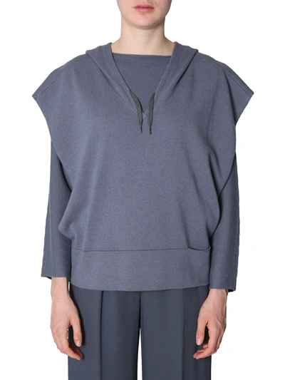 Shop Fabiana Filippi Hooded Sweater In Blu