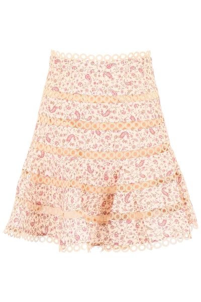 Shop Zimmermann Juniper Skirt In Cream Paisley|rosa