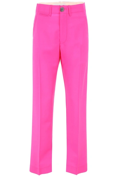 Shop Loewe Wool Trousers In Pink|fuxia