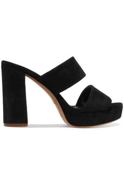 Shop Mansur Gavriel Woman Suede Platform Mules Black