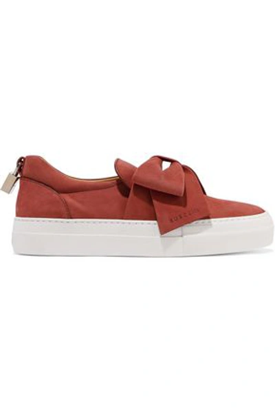 Shop Buscemi Embellished Suede Slip-on Sneakers In Coral