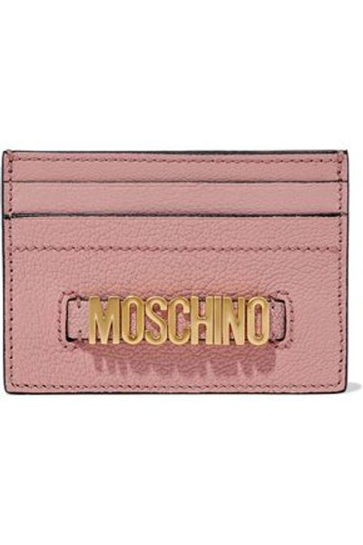 Shop Moschino Woman Embellished Textured-leather Cardholder Pink