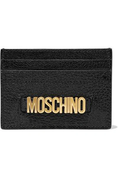Shop Moschino Woman Embellished Textured-leather Cardholder Black