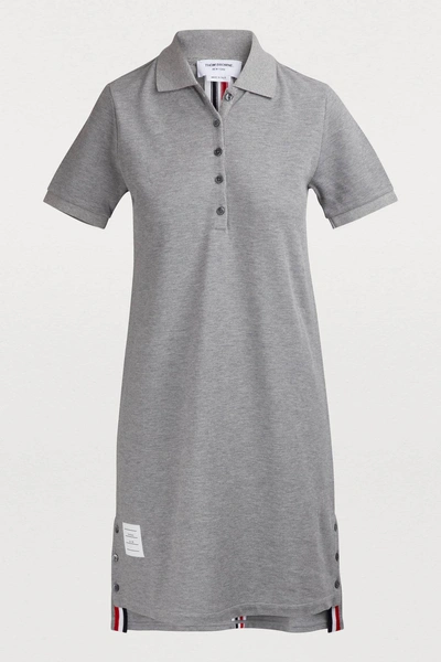 Shop Thom Browne Cotton Polo Dress In Light Grey