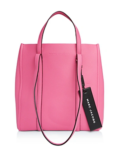 Shop Marc Jacobs Tag 27 Large Pebbled Leather Tote In Bright Pink/gold