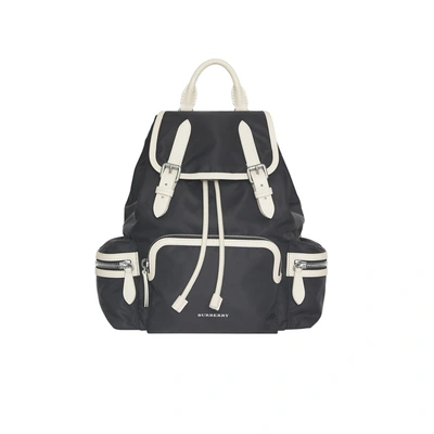 Shop Burberry The Medium Rucksack In Technical Nylon And Leather In Black