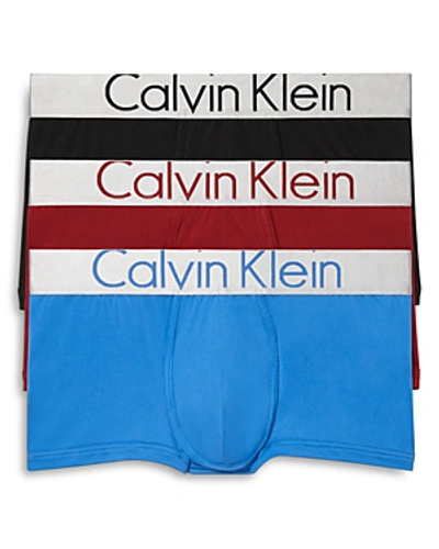 Shop Calvin Klein Steel Low Rise Trunks, Pack Of 3 In Black/blue/red