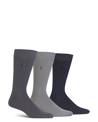 Shop Polo Ralph Lauren Super Soft Flat Knit Socks - Pack Of 3 In Gray/black