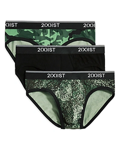 Shop 2(x)ist Cotton Stretch No-show Briefs, Pack Of 3 In Camo/black