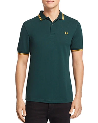 Shop Fred Perry Twin Tipped Slim Fit Polo In Evergreen