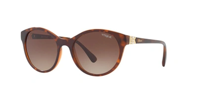 Shop Vogue Vo5135sb 52 Tortoise Round Sunglasses In Tortoise Frames/brown Lenses