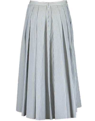 Shop Rosie Assoulin Pleated A Line Striped Skirt In Blu-yllw