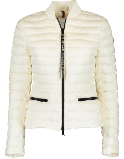 Shop Moncler Blenka Biker Puffer Jacket In White