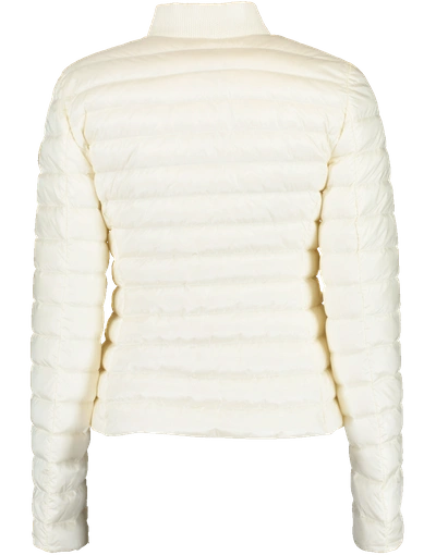Shop Moncler Blenka Biker Puffer Jacket In White