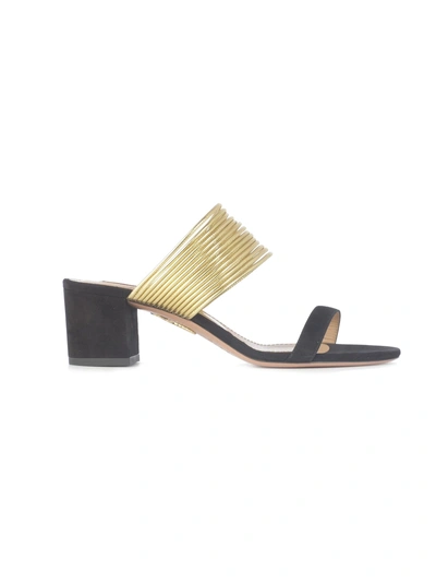 Shop Aquazzura Rendez Vous Sandals In Blg Black Gold