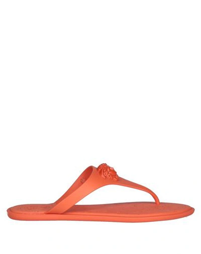 Shop Versace Flip Flops In Orange