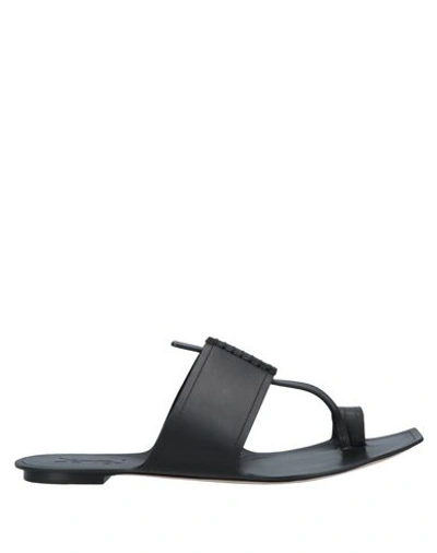 Shop Saint Laurent Toe Strap Sandals In Black