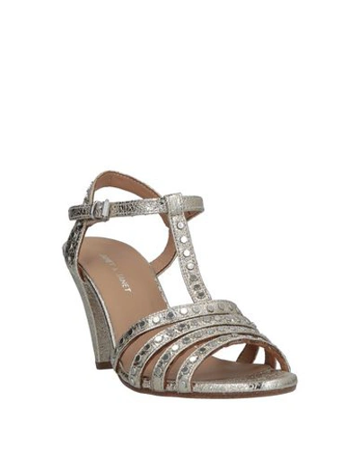 Shop Janet & Janet Woman Sandals Platinum Size 5 Soft Leather In Grey