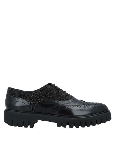 Shop Alberto Guardiani Woman Lace-up Shoes Black Size 7.5 Soft Leather