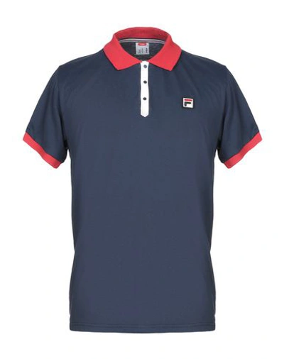 Shop Fila Polo Shirts In Dark Blue