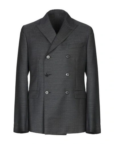 Shop Prada Man Blazer Steel Grey Size 42 Virgin Wool