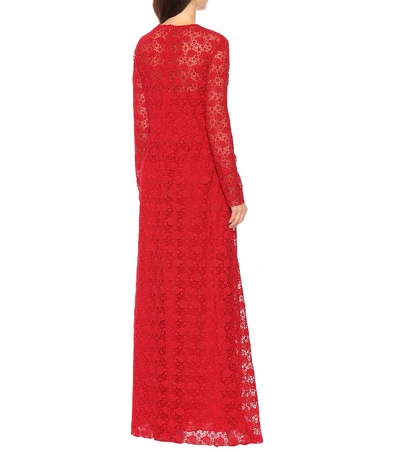 Shop Valentino Lace Maxi Dress In Red