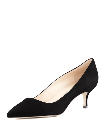 Shop Manolo Blahnik Bb Suede 50mm Pump In Black