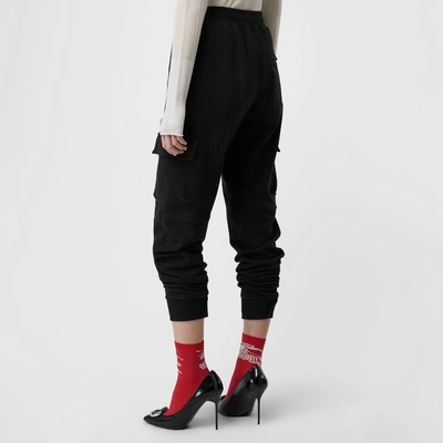 Shop Burberry Pocket Detail Cotton Jersey Trackpants In Black