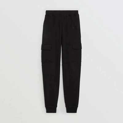Shop Burberry Pocket Detail Cotton Jersey Trackpants In Black