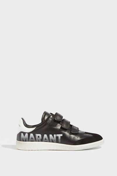 Shop Isabel Marant Beth Suede-trimmed Leather Trainers, Fr36 In Black