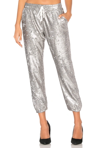 Shop David Lerner Sequin Lounge Jogger In Silver Sequins