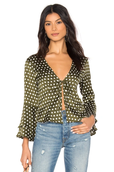 Shop About Us Juliet Ruffle Top In Green