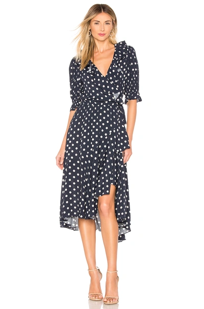 Shop Icons Objects Of Devotion The Cha Cha Wrap Dress In Navy. In Polka Dot