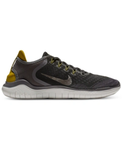Shop Nike Men's Free Run 2018 Running Sneakers From Finish Line In Black/mtlc Pewter-peat Mo