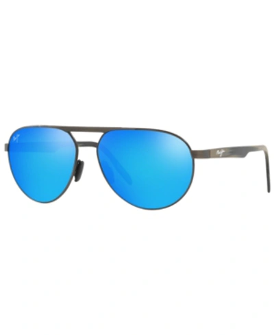 Shop Maui Jim Polarized Sunglasses, 787 Swinging Bridges 6 In Gunmetal Dark / Blue Mir Pol