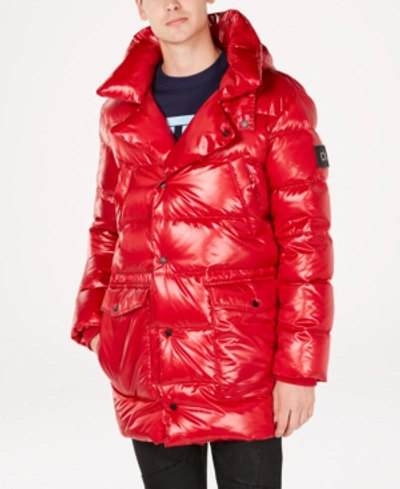 Shop Calvin Klein Men's Oversized Puffer Coat In Real Red