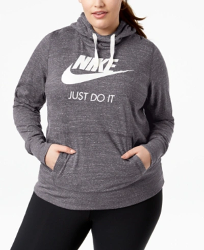 Shop Nike Plus Size Gym Vintage Hoodie In Carbon Heather/ Sail