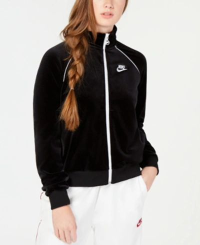 Shop Nike Sportswear Velour Track Jacket In Black/white