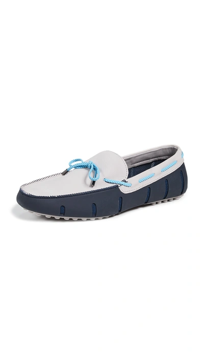 Shop Swims Braided Lace Lux Loafers In Navy/alloy