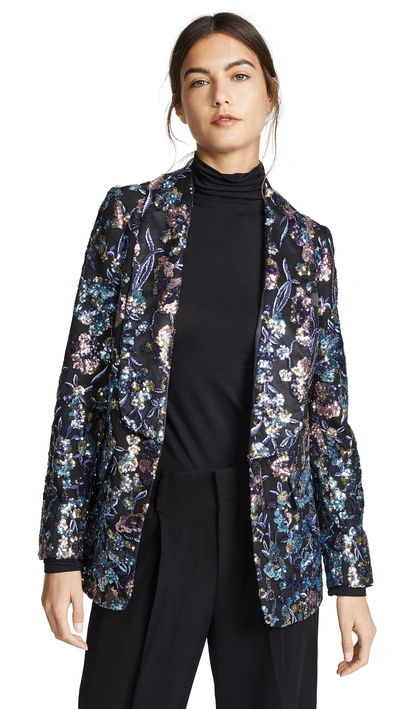 Shop Self-portrait Sequin Embellished Jacket In Multi