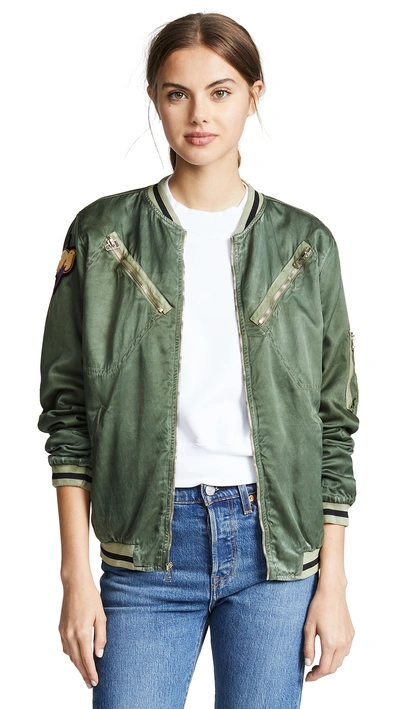 Shop Freecity Satin Jump Jacket In Tentgreens