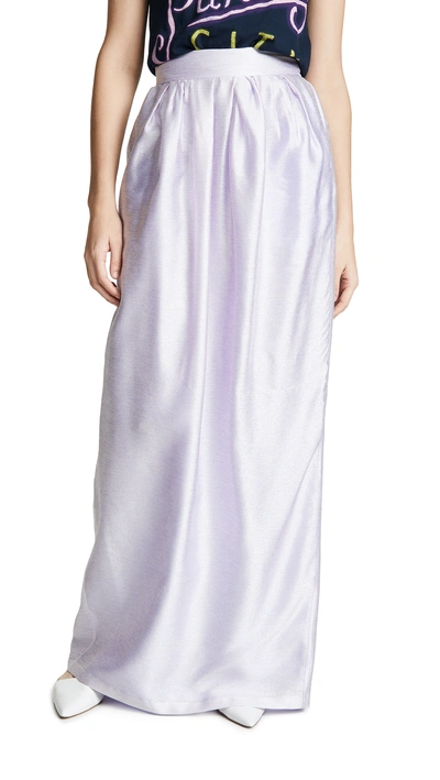 Shop Adam Lippes Iridescent Pleated Long Skirt In Lilac