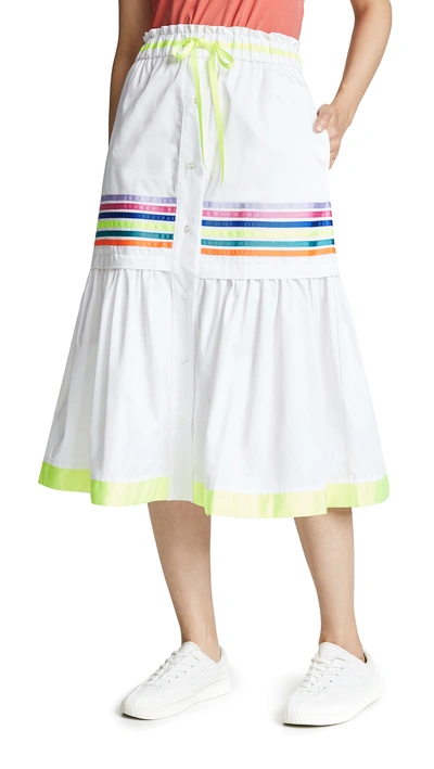 Shop Mira Mikati Twill Stripe Skirt In White