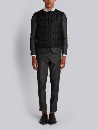 Shop Thom Browne Downfilled Button Front Vest In Black Super 130's Wool Twill