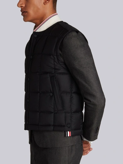 Shop Thom Browne Downfilled Button Front Vest In Black Super 130's Wool Twill