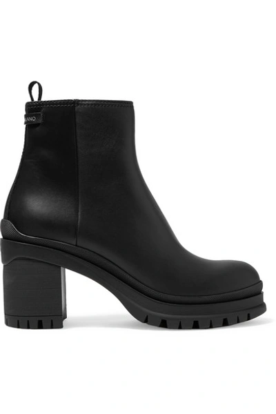 Shop Prada 55 Leather Ankle Boots In Black