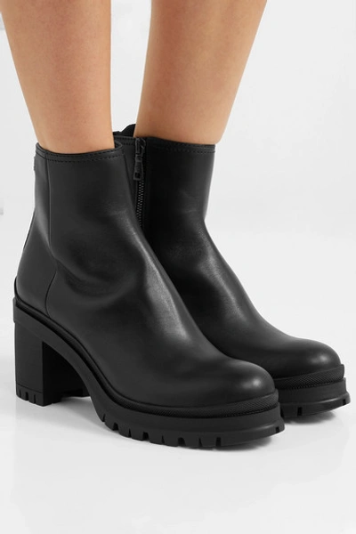 Shop Prada 55 Leather Ankle Boots In Black