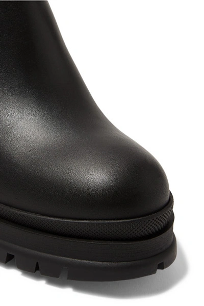 Shop Prada 55 Leather Ankle Boots In Black