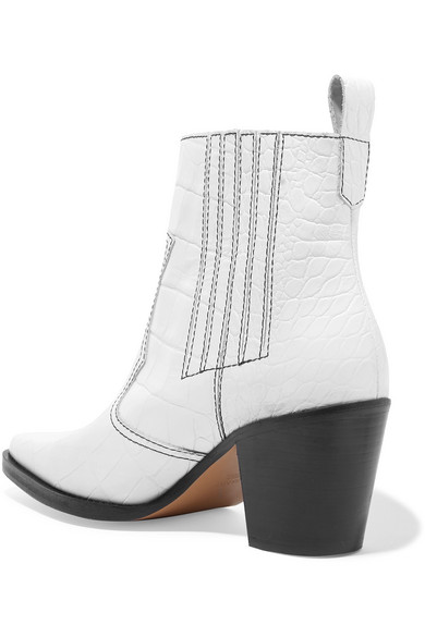 ganni callie boots white