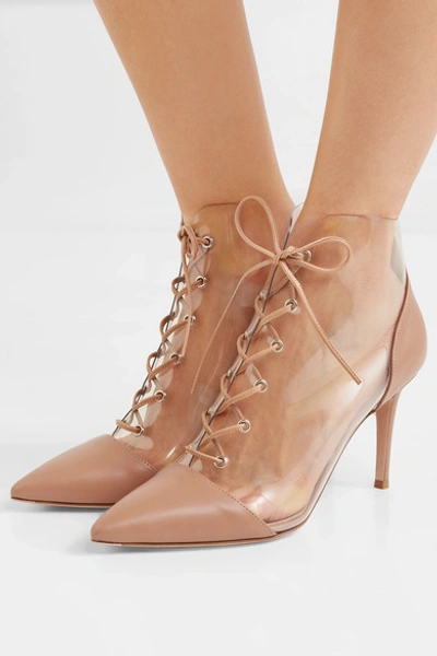 Shop Gianvito Rossi 85 Leather And Pvc Ankle Boots In Blush